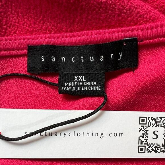 Sanctuary One Shoulder Ruched Asymmetrical Sexy Top Deep Pink Womens XXL NEW - Picture 3 of 12